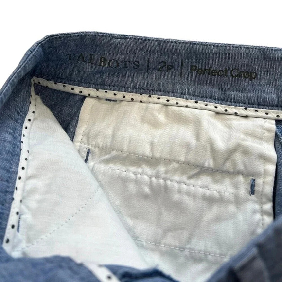 Talbots Blue Perfect Crop Chambray Pants 2P - Picture 3 of 4